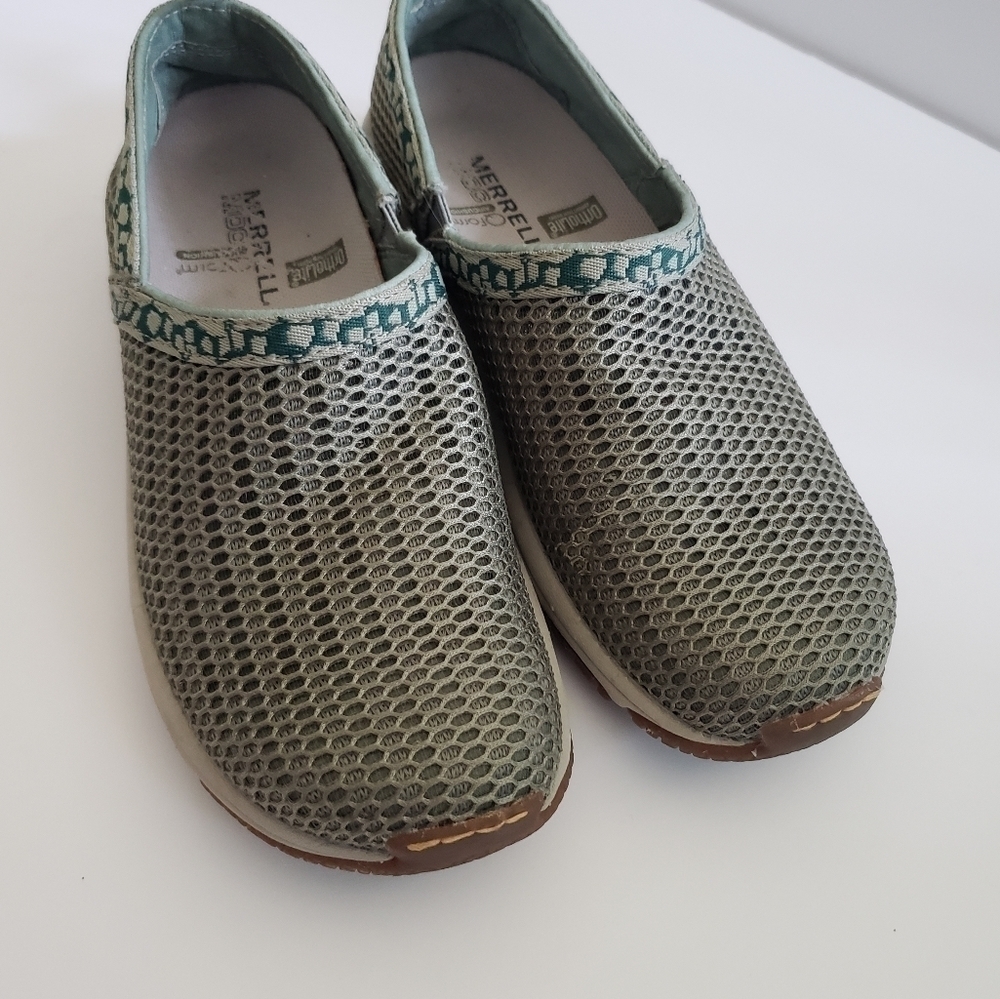 Merrell Encore Breeze Clog Style Sneakers Sz 6 Green White Sage Hiking Walking - Picture 4 of 11